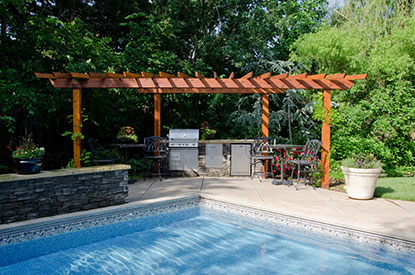 Patio pergola and kitchen