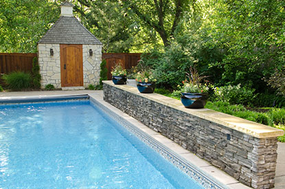New pool house and wall